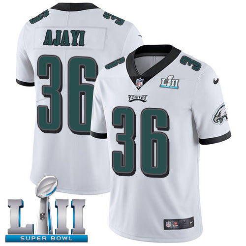Mens Philadelphia Eagles #Jay Ajayi White Super Bowl LII Game Stitched NFL Jersey