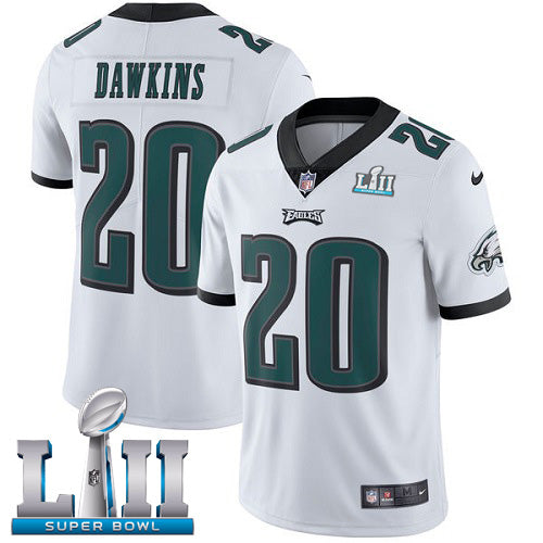 Mens Philadelphia Eagles #20 Brian Dawkins White Super Bowl LII Game Stitched NFL Jersey