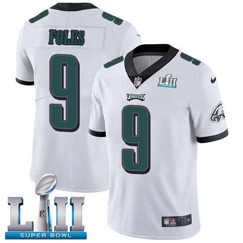 Mens Philadelphia Eagles #9 Nick Foles White Super Bowl LII Game Stitched NFL Jersey