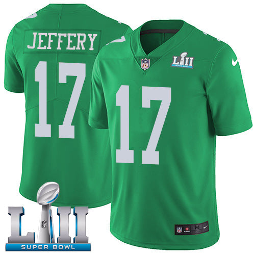 Mens Philadelphia Eagles #17 Alshon Jeffery Green Super Bowl LII Game Stitched NFL Jersey