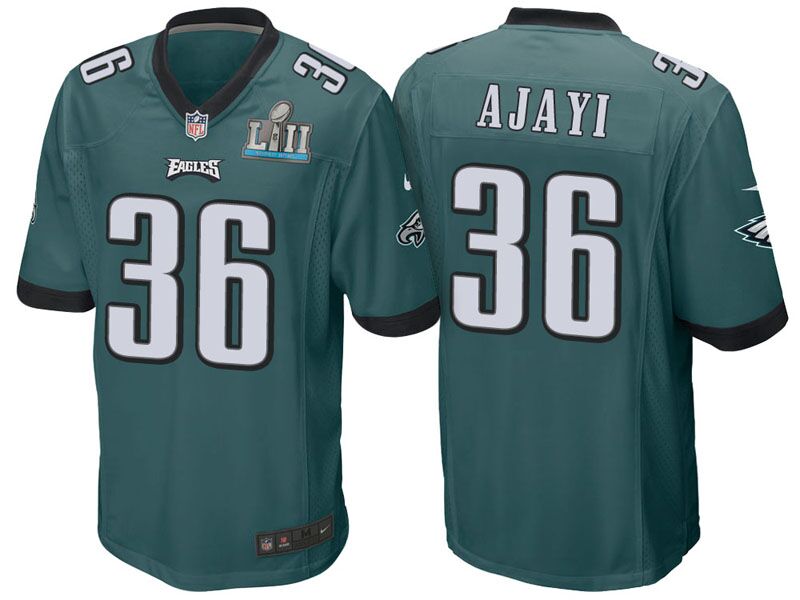 Mens Philadelphia Eagles #36 Jay Ajayi Green Super Bowl LII Game Event Stitched NFL Jersey