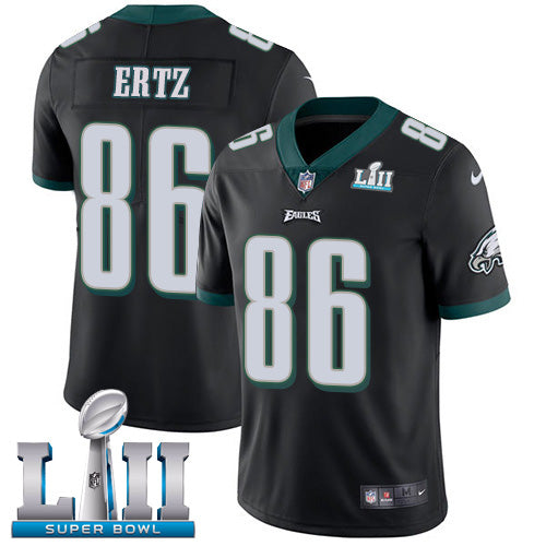 Mens Philadelphia Eagles #86 Zach Ertz Black Super Bowl LII Bound Patch Game Event Stitched NFL Jersey