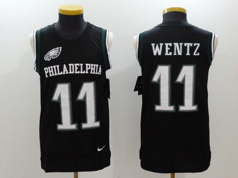 Mens Philadelphia Eagles #11 Carson Wentz Black Limited Tank Top Jersey