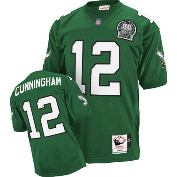 MitchellNess Eagles #12 Randall Cunningham Green Stitched Throwback NFL Jersey