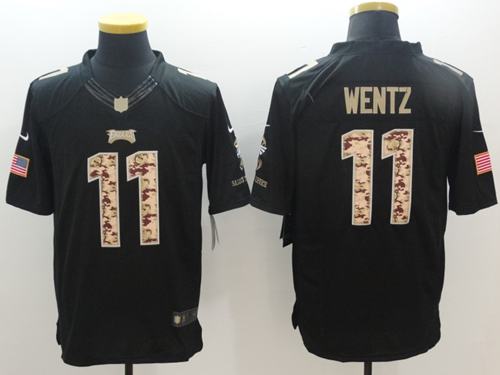 Nike Eagles #11 Carson Wentz Black Mens Stitched NFL Limited Salute to Service Jersey