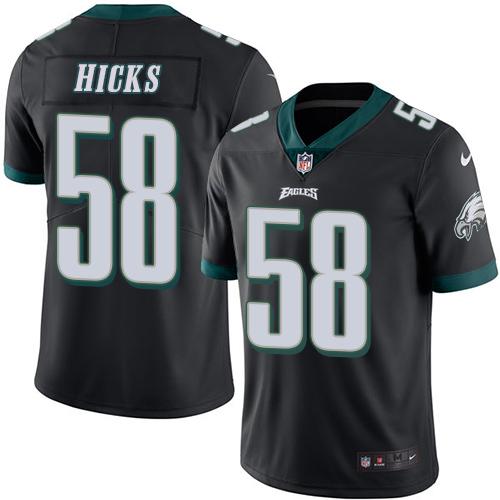 Nike Eagles #58 Jordan Hicks Black Mens Stitched NFL Limited Rush Jersey