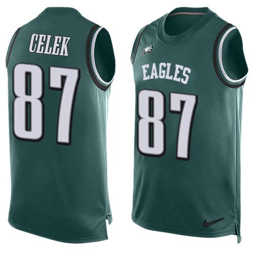 Nike Eagles #87 Brent Celek Midnight Green Team Color Mens Stitched NFL Limited Tank Top Jersey