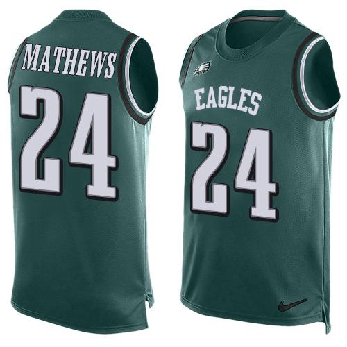 Nike Eagles #24 Ryan Mathews Midnight Green Team Color Mens Stitched NFL Limited Tank Top Jersey