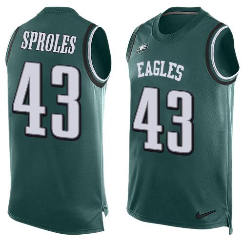 Nike Eagles #43 Darren Sproles Midnight Green Team Color Mens Stitched NFL Limited Tank Top Jersey