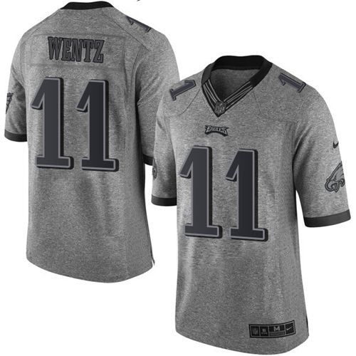 Nike Eagles #11 Carson Wentz Gray Mens Stitched NFL Limited Gridiron Gray Jersey