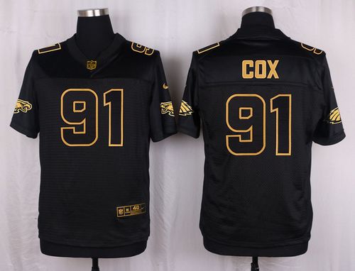 Nike Eagles #91 Fletcher Cox Black Mens Stitched NFL Elite Pro Line Gold Collection Jersey