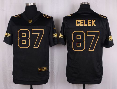 Nike Eagles #87 Brent Celek Black Mens Stitched NFL Elite Pro Line Gold Collection Jersey
