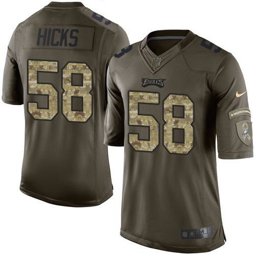Nike Eagles #58 Jordan Hicks Green Mens Stitched NFL Limited Salute to Service Jersey