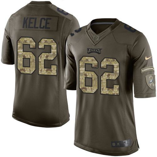 Nike Eagles #62 Jason Kelce Green Mens Stitched NFL Limited Salute to Service Jersey