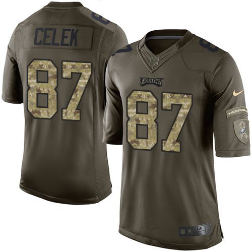 Nike Eagles #87 Brent Celek Green Mens Stitched NFL Limited Salute to Service Jersey