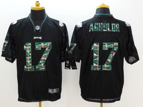 Nike Eagles #17 Nelson Agholor Black Mens Stitched NFL Elite Camo Fashion Jersey