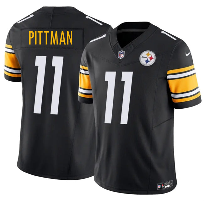 Mens Pittsburgh Steelers #11 Michael Pittman Jr Black 2025 FUSE Vapor Limited Stitched Football Jersey