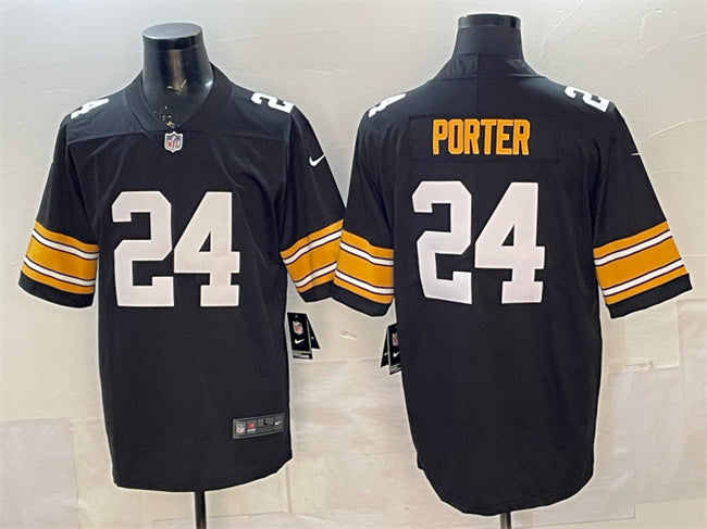 Mens Pittsburgh Steelers #24 Joey Porter Jr Black Vapor Untouchable Limited Stitched Jersey