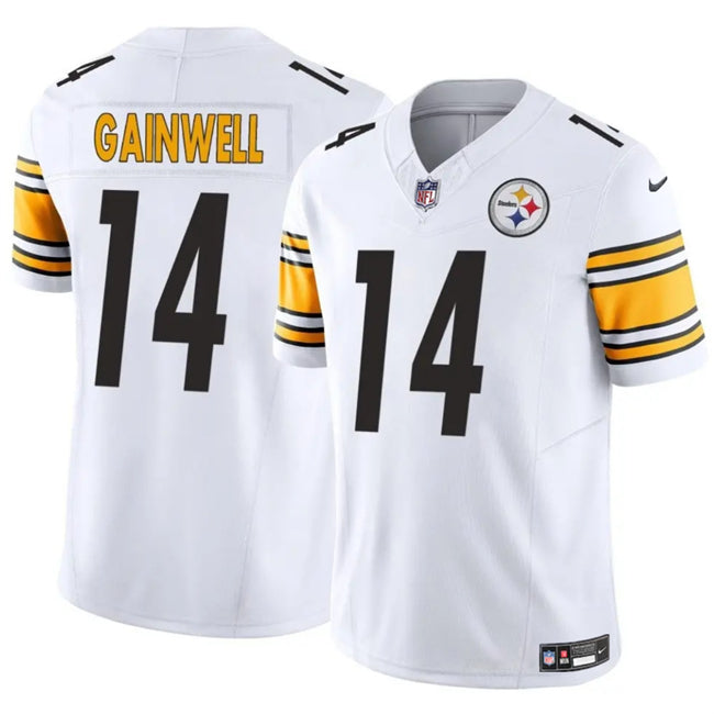 Mens Pittsburgh Steelers #14 Kenneth Gainwell White 2025 FUSE Vapor Limited Stitched Football Jersey