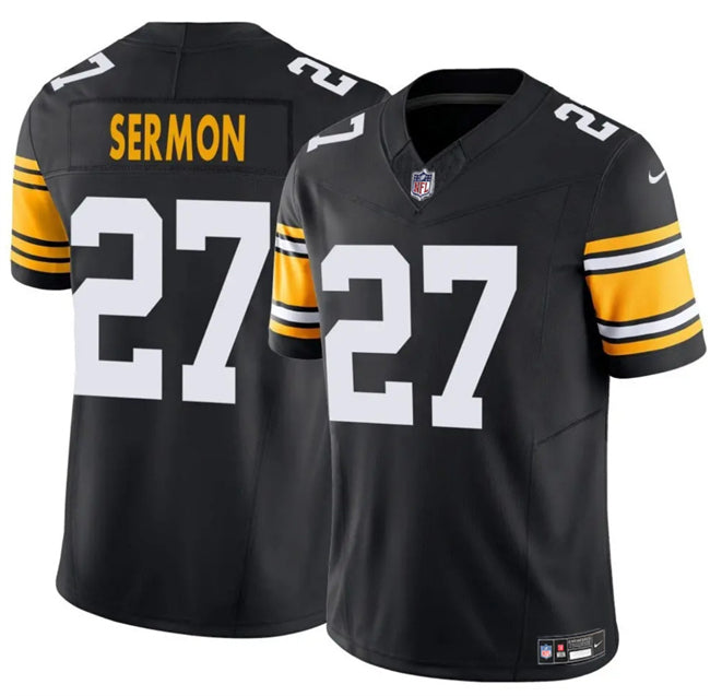 Mens Pittsburgh Steelers #27 Trey Sermon Black 2025 FUSE Alternate Vapor Untouchable Limited Stitched Jersey