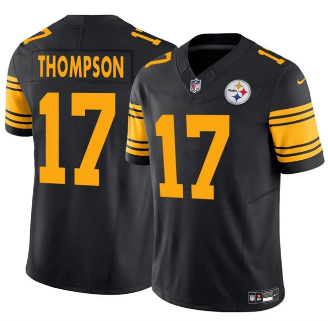 Mens Pittsburgh Steelers #17 Skylar Thompson Black 2025 FUSE Color Rush Vapor Untouchable Limited Stitched Jersey