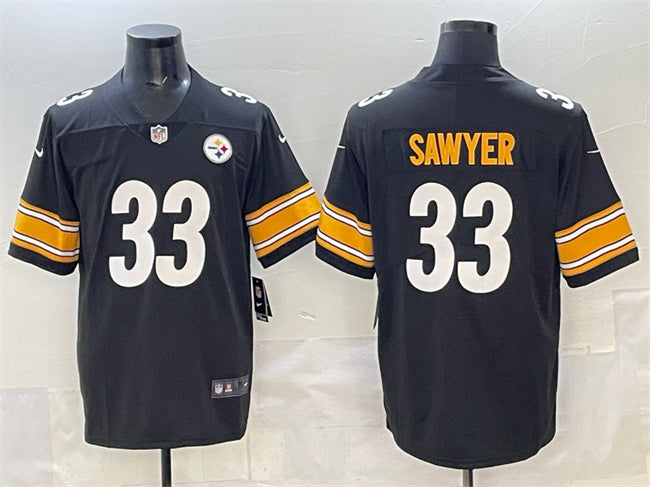 Mens Pittsburgh Steelers #33 Jack Sawyer Black 2025 Vapor Limited Stitched Football Jersey