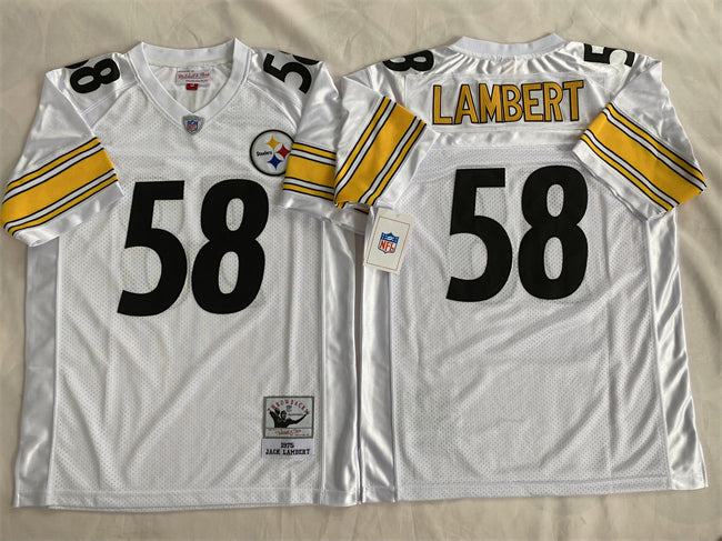 Mens Pittsburgh Steelers #58 Jack Lambert White Stitched Football Jersey
