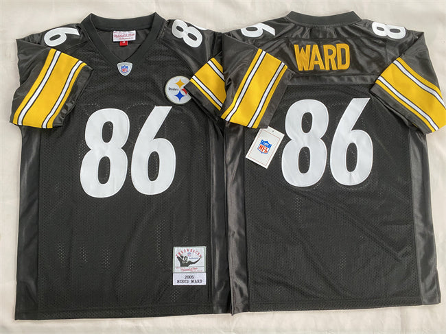 Mens Pittsburgh Steelers #86 Hines Ward Black Stitched Football Jersey