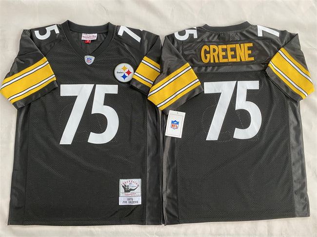 Mens Pittsburgh Steelers #75 Joe Greene Black Stitched Football Jersey