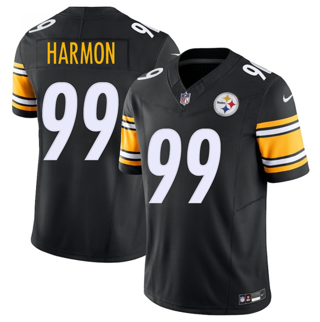Mens Pittsburgh Steelers #99 Derrick Harmon Black 2025 Draft FUSE Vapor Limited Stitched Football Jersey