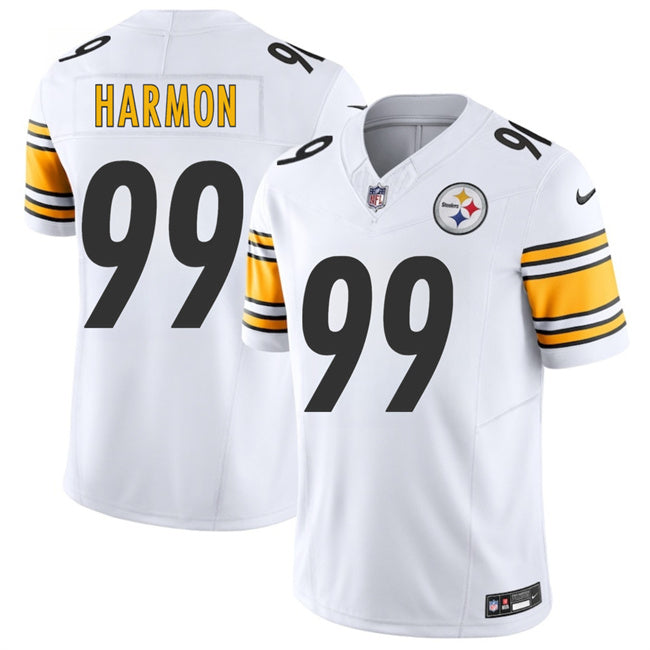 Mens Pittsburgh Steelers #99 Derrick Harmon White 2025 Draft FUSE Vapor Limited Stitched Football Jersey