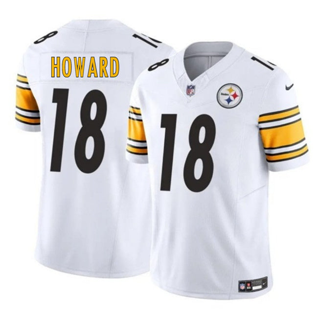 Mens Pittsburgh Steelers #18 Will Howard White 2025 Draft FUSE Vapor Limited Stitched Football Jersey