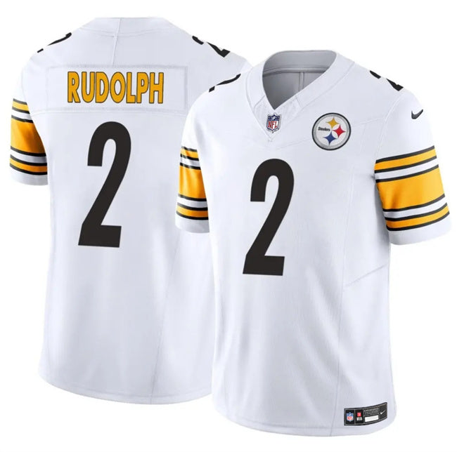 Mens Pittsburgh Steelers #2 Mason Rudolph White 2025 FUSE Vapor Untouchable Limited Stitched Jersey