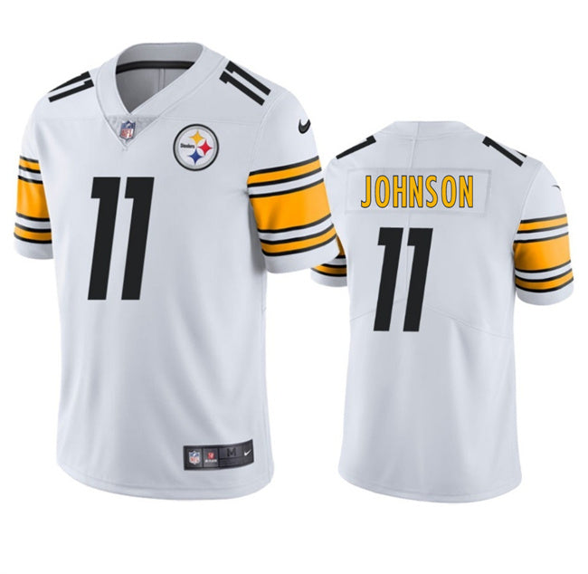 Mens Pittsburgh Steelers #11 Brandon Johnson White 2025 Vapor Untouchable Stitched Football Jersey