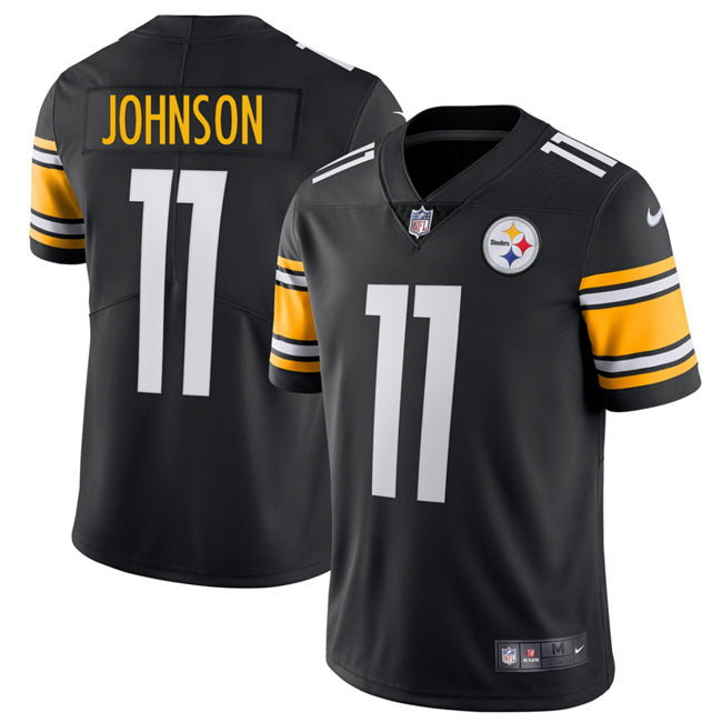 Mens Pittsburgh Steelers #11 Brandon Johnson Black 2025 Vapor Untouchable Stitched Football Jersey