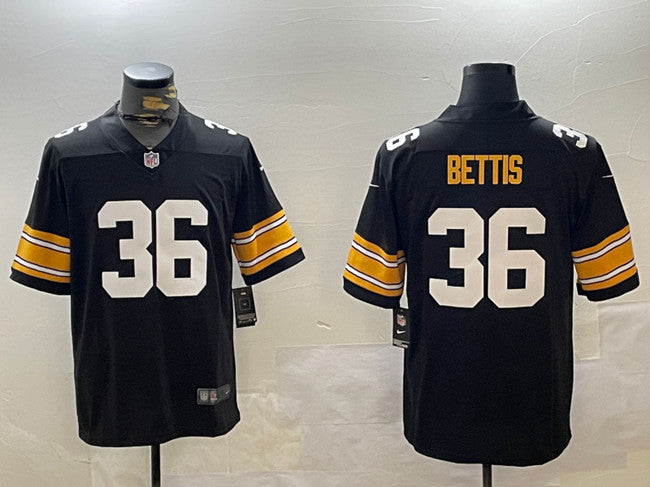 Mens Pittsburgh Steelers #36 Jerome Bettis Black Vapor Untouchable Stitched Football Jersey