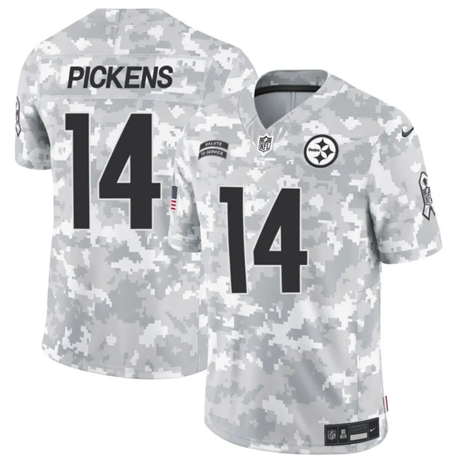 Mens Pittsburgh Steelers #14 George Pickens 2024 FUSE Arctic Camo Salute to Service Limited Stitched Football Jersey
