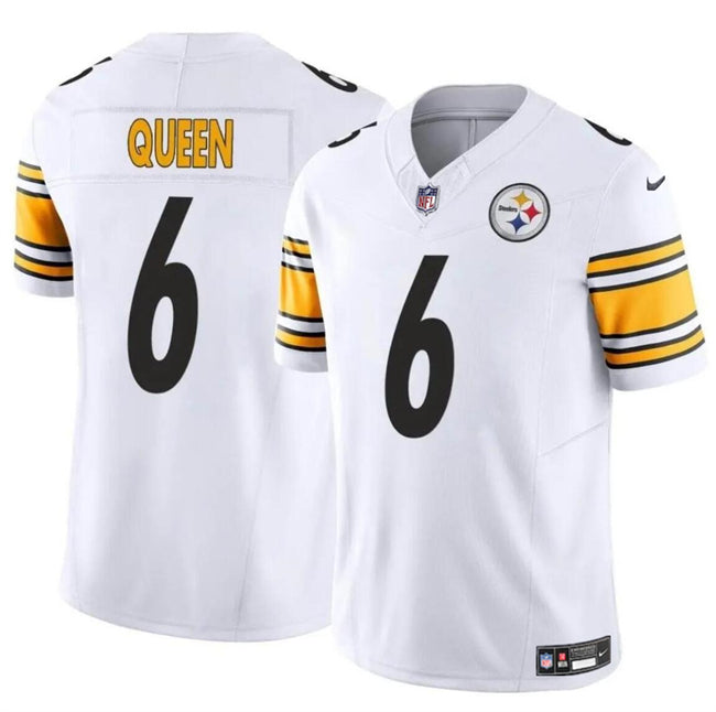 Mens Pittsburgh Steelers #6 Patrick Queen White 2024 FUSE Alternate Vapor Untouchable Limited Stitched Jersey