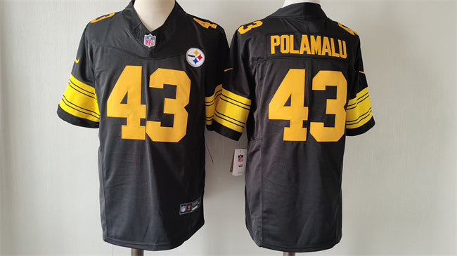Mens Pittsburgh Steelers #43 Troy Polamalu Black 2023 FUSE Color Rush Vapor Untouchable Color Rish Limited Jersey