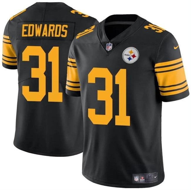 Mens Pittsburgh Steelers #31 Daijun Edwards Black Color Rush Limited Stitched Jersey