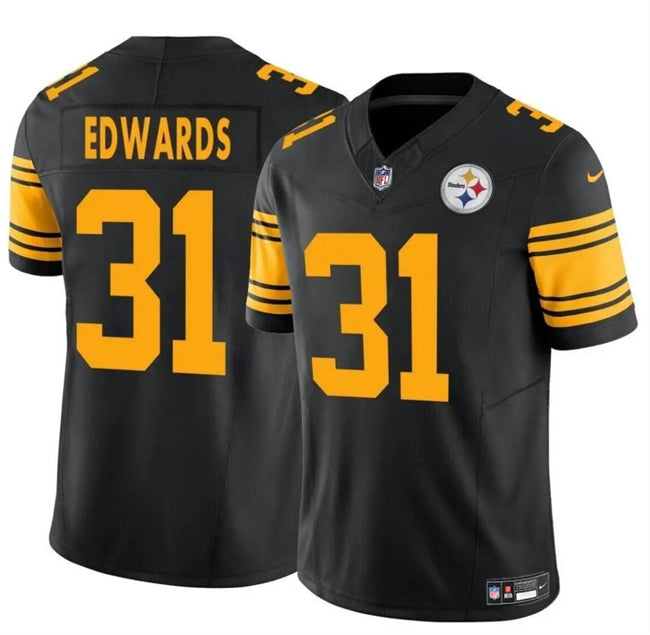 Mens Pittsburgh Steelers #31 Daijun Edwards Black 2024 FUSE Color Rush Limited Stitched Jersey