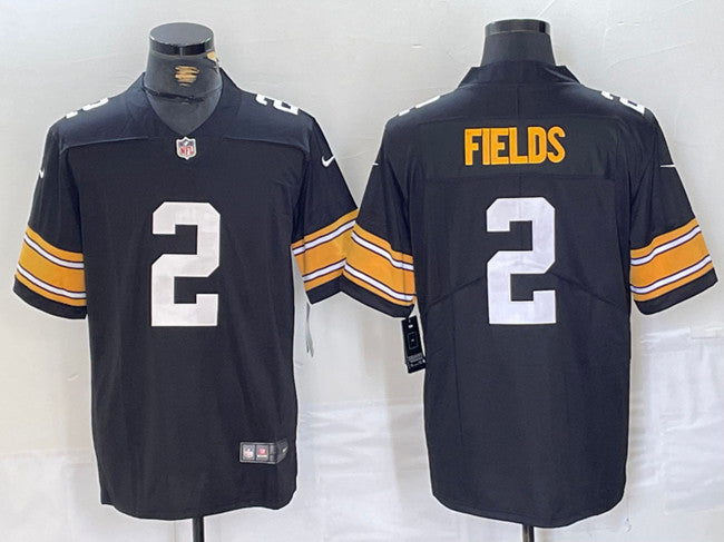 Mens Pittsburgh Steelers #2 Justin Fields Black Vapor Untouchable Limited Stitched Jersey