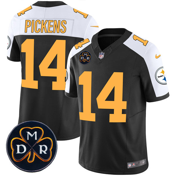 Mens Pittsburgh Steelers #14 George Pickens Black FUSE DMR Patch Untouchable Limited Stitched Football Jersey