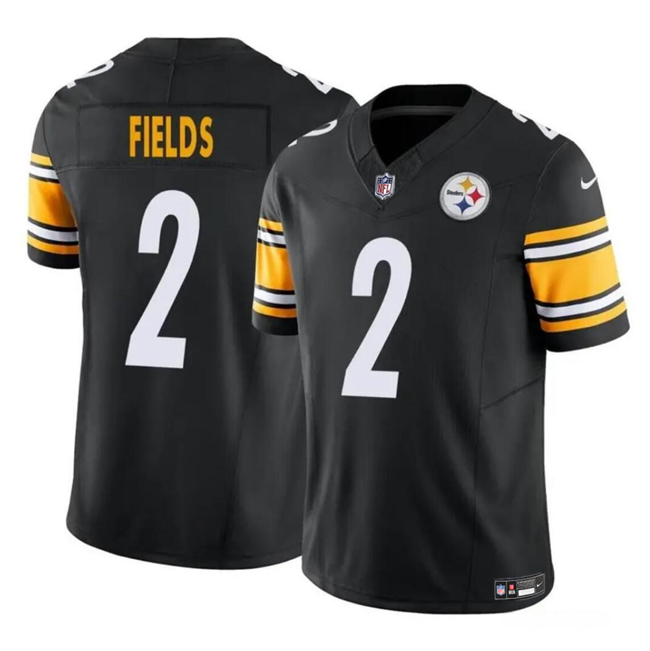 Mens Pittsburgh Steelers #2 Justin Fields Black FUSE Vapor Untouchable Limited Stitched Jersey
