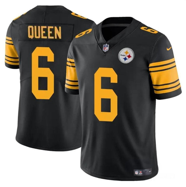 Mens Pittsburgh Steelers #6 Patrick Queen Black Color Rush Vapor Untouchable Limited Stitched Jersey
