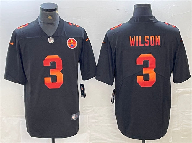 Mens Pittsburgh Steelers #3 Russell Wilson Black Fashion Limited Stitched Jersey