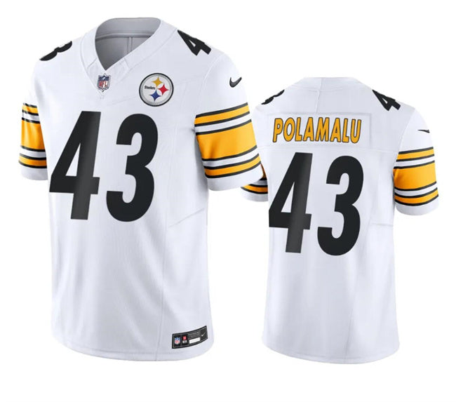 Mens Pittsburgh Steelers #43 Troy Polamalu White 2023 FUSE Vapor Untouchable Color Rish Limited Jersey