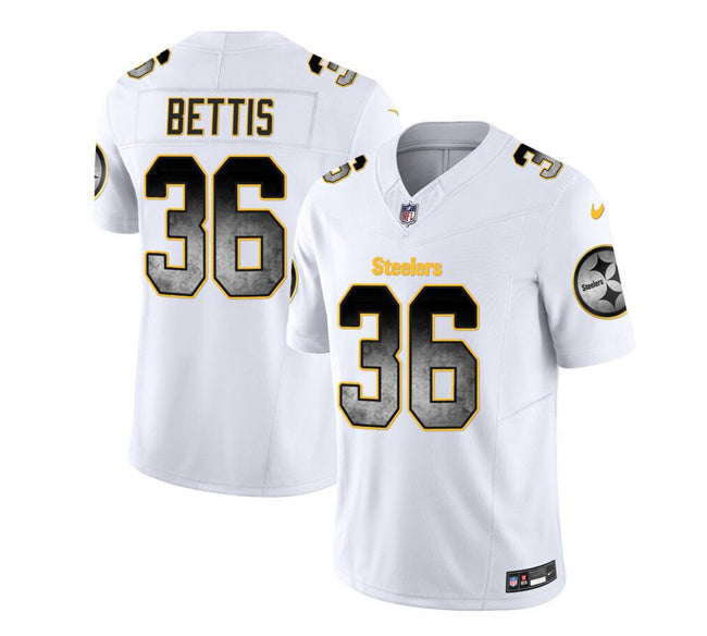 Mens Pittsburgh Steelers #36 Jerome Bettis White 2023 FUSE Smoke Vapor Untouchable Limited Stitched Jersey