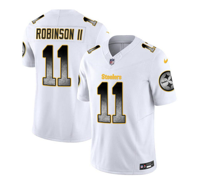 Mens Pittsburgh Steelers #11 Allen Robinson II White 2023 FUSE Smoke Vapor Untouchable Limited Stitched Jersey