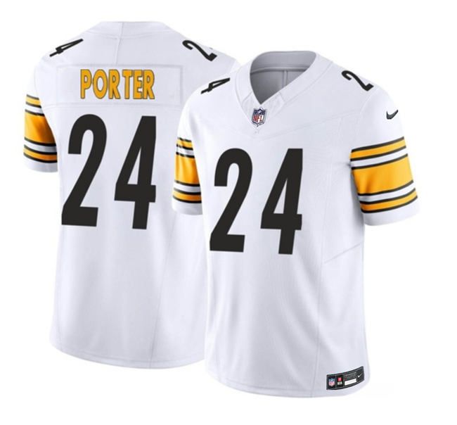 Mens Pittsburgh Steelers #24 Joey Porter Jr White 2023 FUSE Vapor Untouchable Limited Stitched Jersey